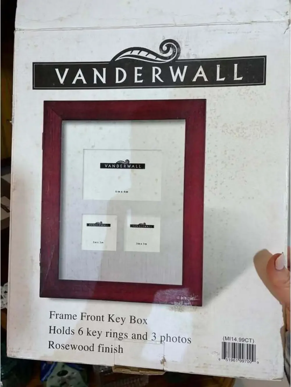 Vanderwall Rosewood Frame Front Key Box Multi Photo Holder Cabinet Wall Mount